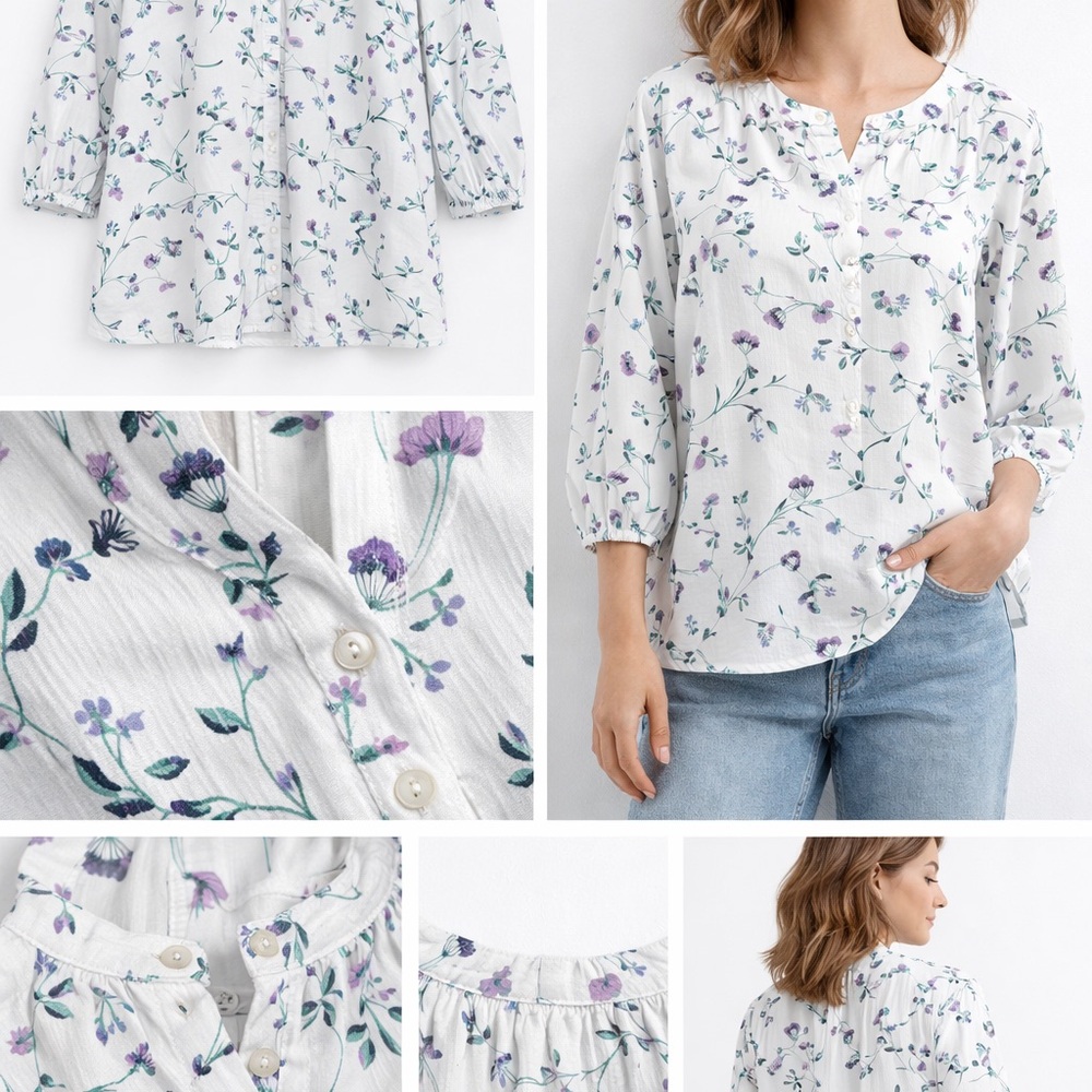 St. John's Bay White Floral Blouse